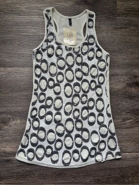 Women’s White Tank Top with Black Circle Print